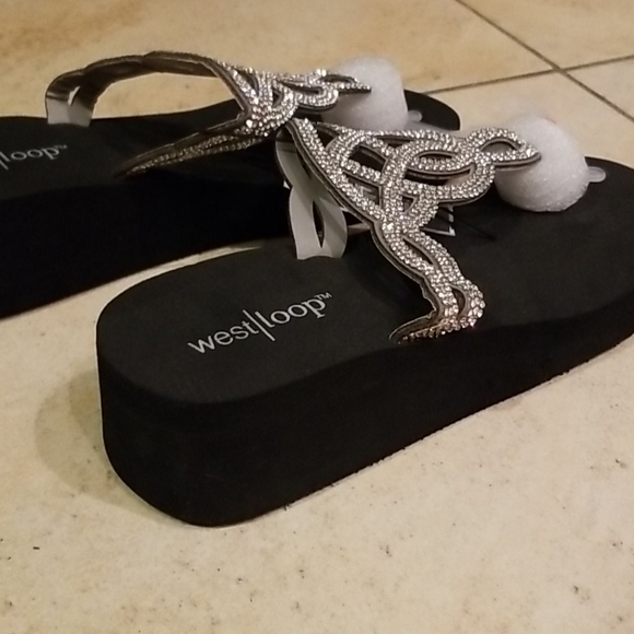 NWT Jeweled Flip Flops - Picture 2 of 2
